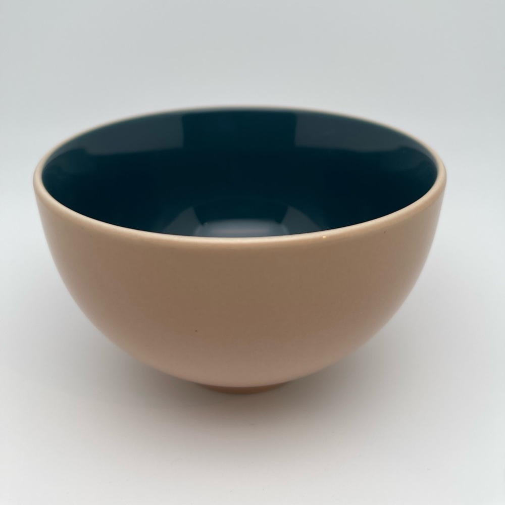 Ceramic Set of 3 Nesting Bowls, Design w/Gold Trim by Chic & Tonic Teal & Peachy - Picture 3 of 13
